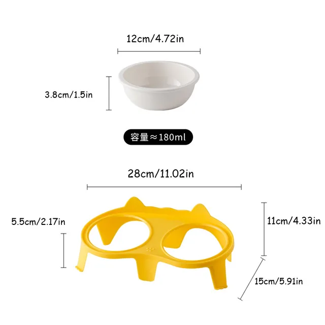 Ceramic Cat Bowl Double Bowl - Elevated Slanted Pet Food Water Bowls, High-Quality Kitten Feeding Drinking Bowls, Pet Supplies 5