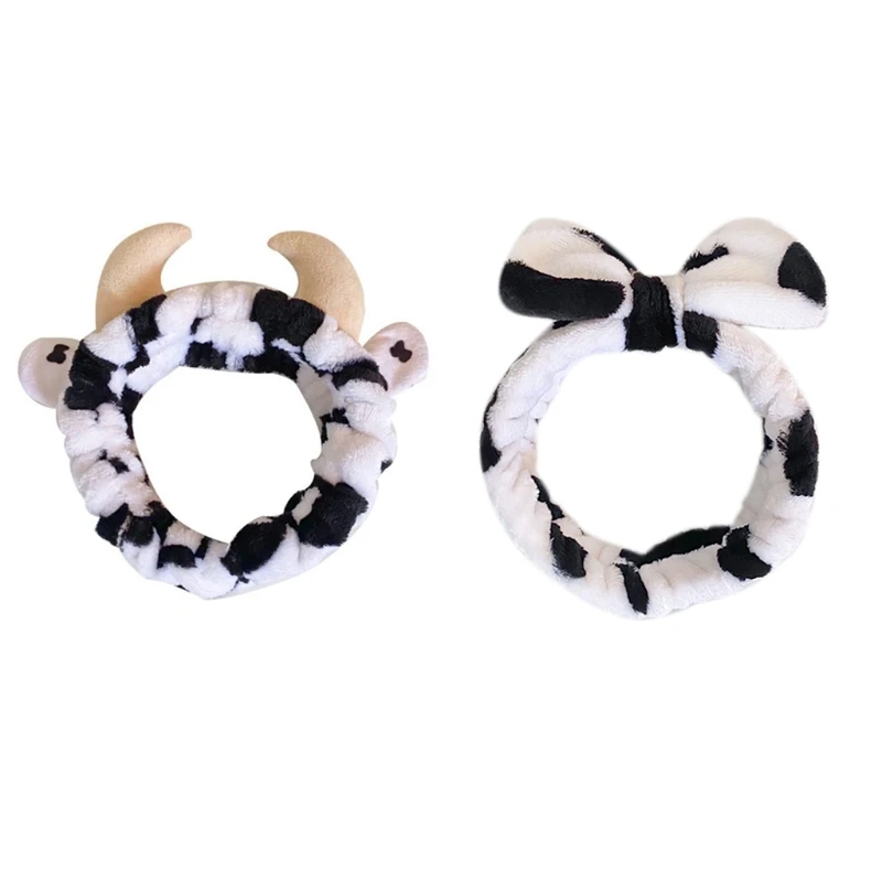 

Funny Spotted Cow Horn Headband Wide-brimmed Elastic Hairbands Hair Decors