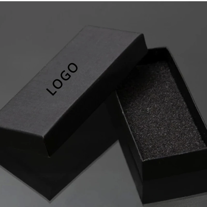 Custom Laser Engrave Black Keychain Box Rectangular Key Chain Ring Package Gift  Personal Logo Present Pack 50pcs 5ml 10ml 15ml black empty cosmetic sample bottle airless lotion cream pump skin care personal gold line plastic containers