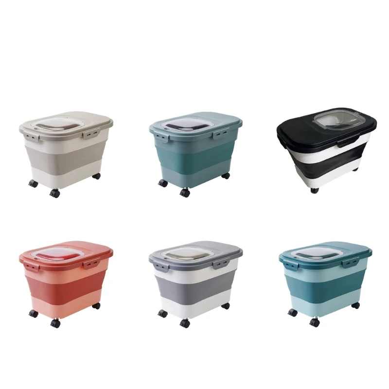 

Space Saving Anti moisture Food Storage Bucket with Wheel Lids Rice Bucket