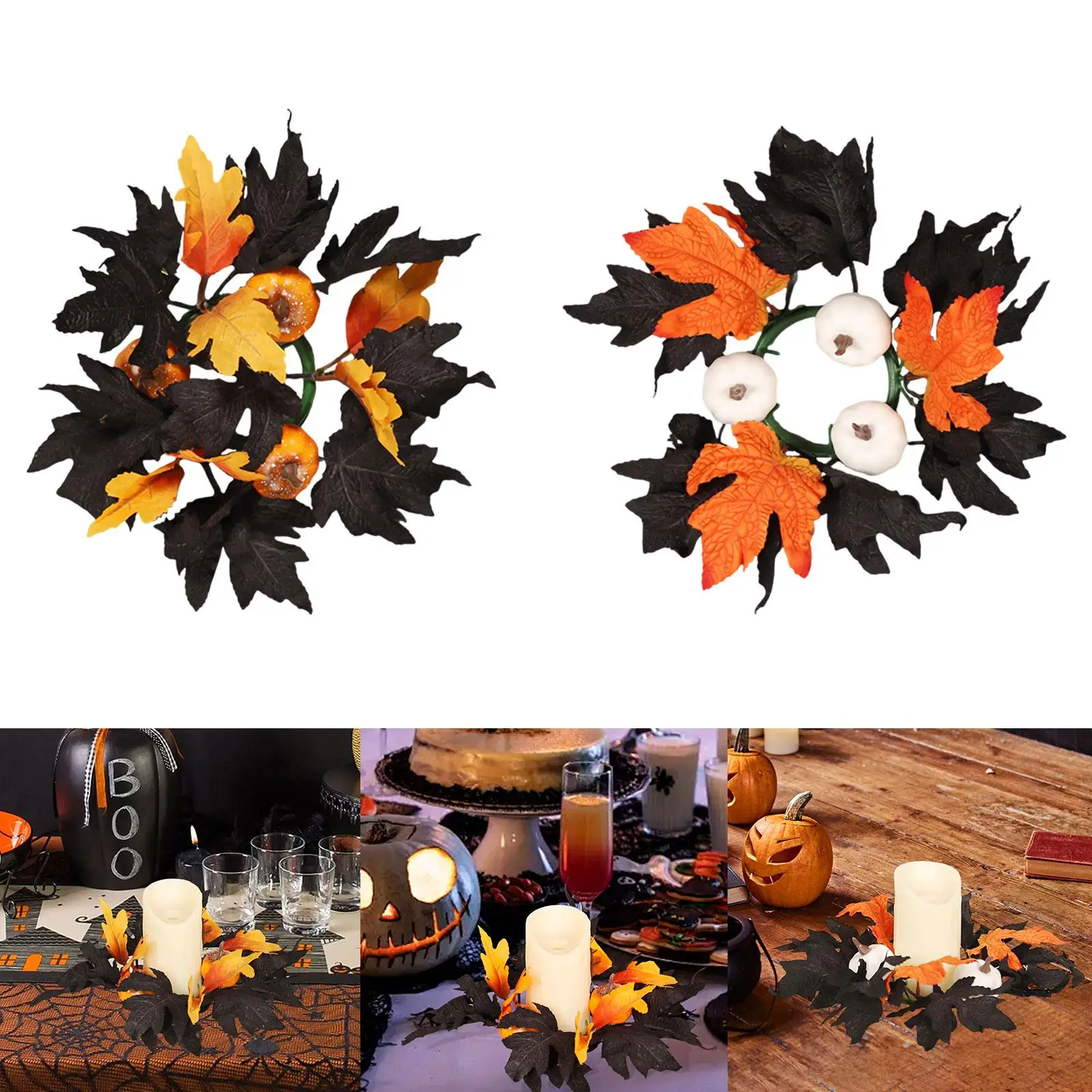 Halloween Candle Wreath Home Decoration for Thanksgiving Party Supplies Fall
