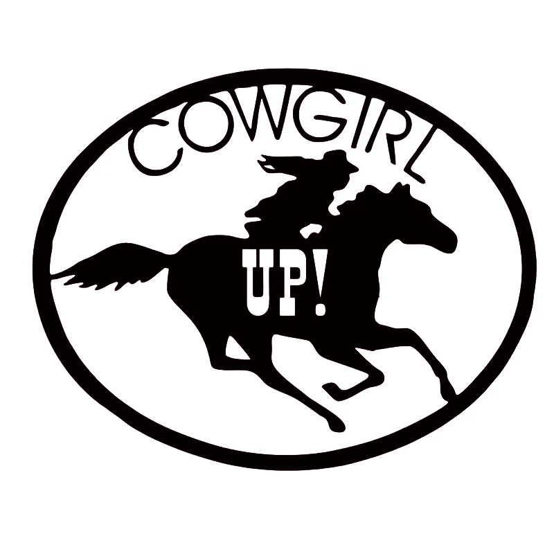 17*13.6Cm Cowgirl Car Sticker Cowgirl Up Horse Riding Rodeo Vinyl Decal Sticker Motorcycle Helmet Body Decals