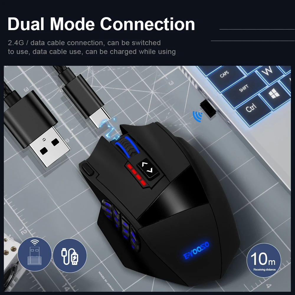 E-YOOSO X-33 RGB USB 2.4G Wireless Gaming Mouse 16000 DPI 16 buttons Programmable game Optical mice for Computer PC Laptop wireless mouse gaming mouse optical mouse