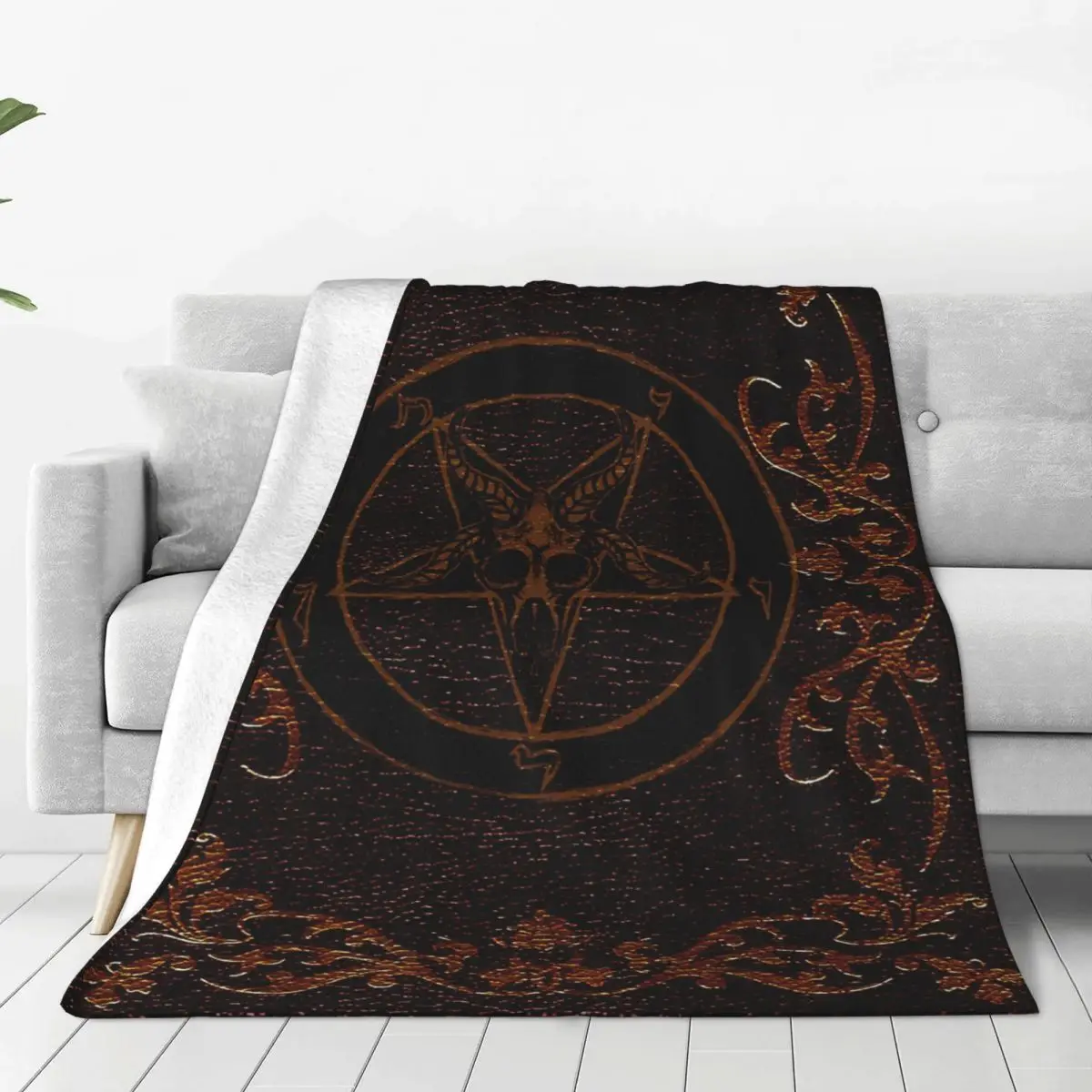 

Лидер продаж, фланелевое одеяло Baphomet с защитой от пиллинга, дышащие легкие покрывала для дивана, дорожное покрывало