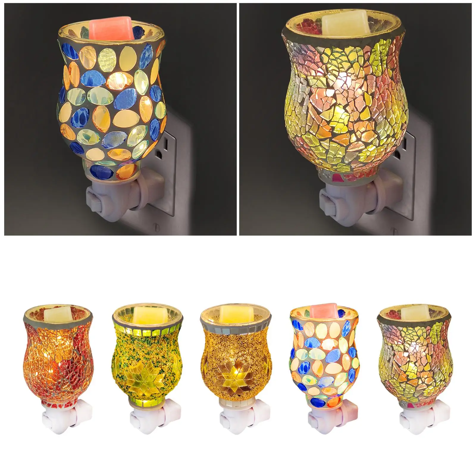 Wax Melt Warmer Lamp Creative Usplug Burner Ornament Diffuser Candle Decorative Mosaic Night Light for Kitchen Office Wax Melt Warmer Lamp Creative Usplug Burner Ornament Diffuser Candle Decorative Mosaic Night Light for Kitchen Office