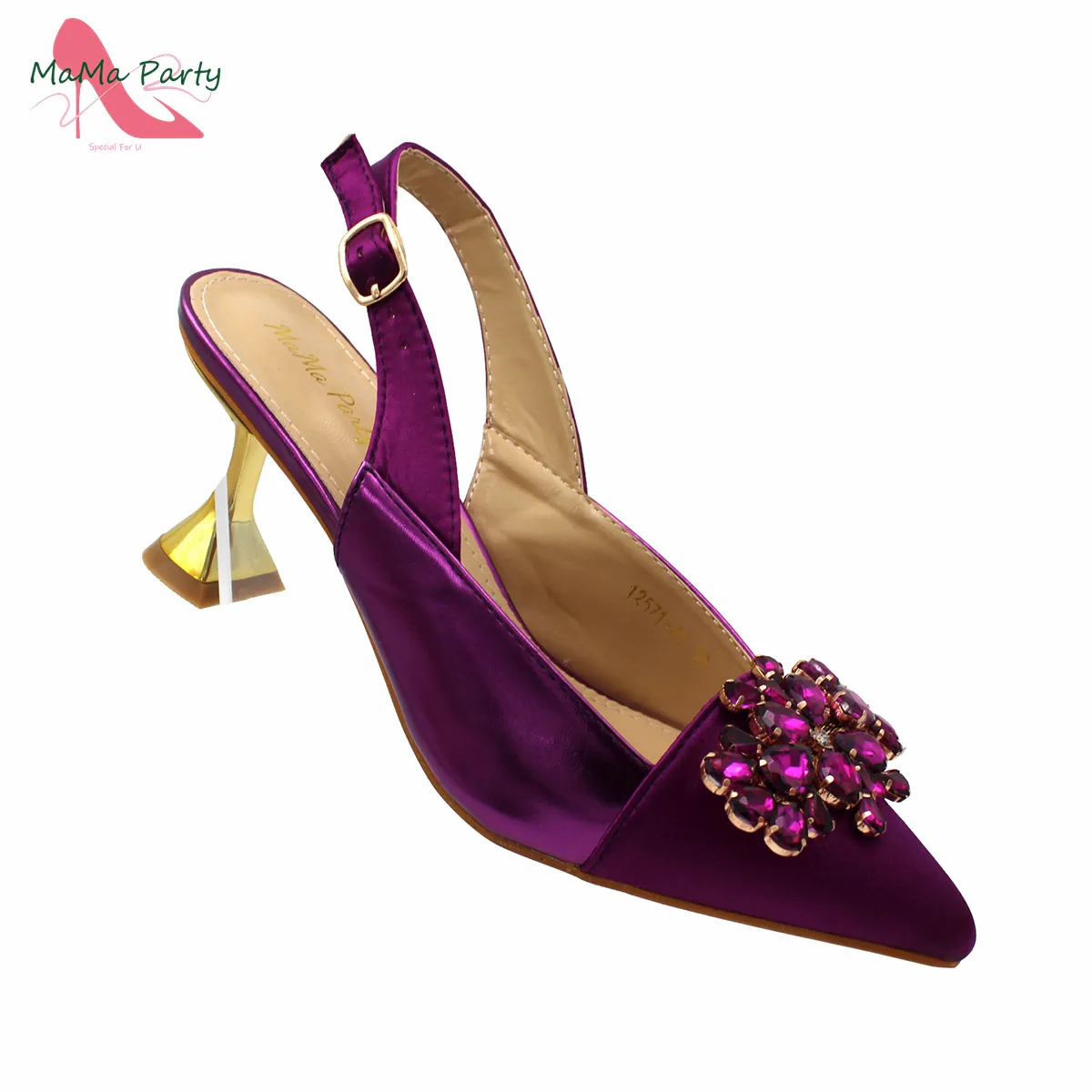 Purple Color High Quality Italian Design Shoes and Bag Set with