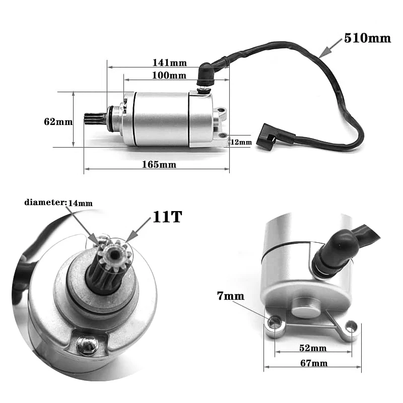 Motorcycle Starter Motor 11 Teeth for ZONGSHEN-Motor Racing ZS166FMM CB250D-G BSE KAYO T2 T4 BSE ZongShen Replacement Parts