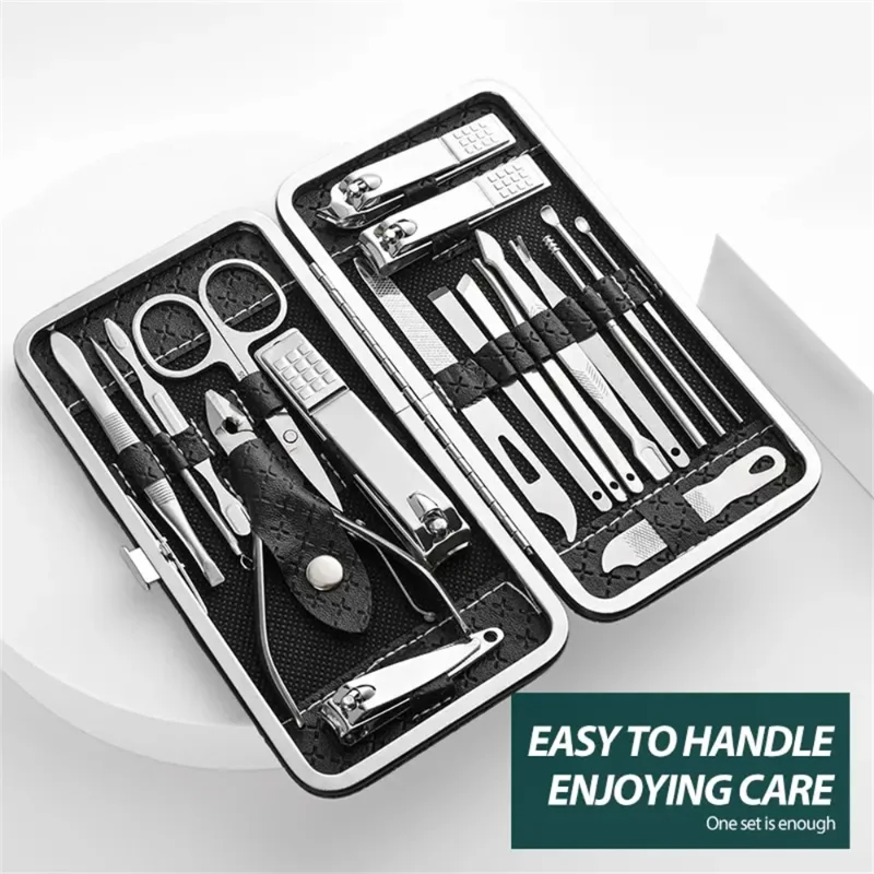 Home Nail Clipper Set of 18 Pieces Large Size Dead Skin Pliers Diagonal to Remove Dead Skin Small Eyebrow Clipper Leather Sleeve 4