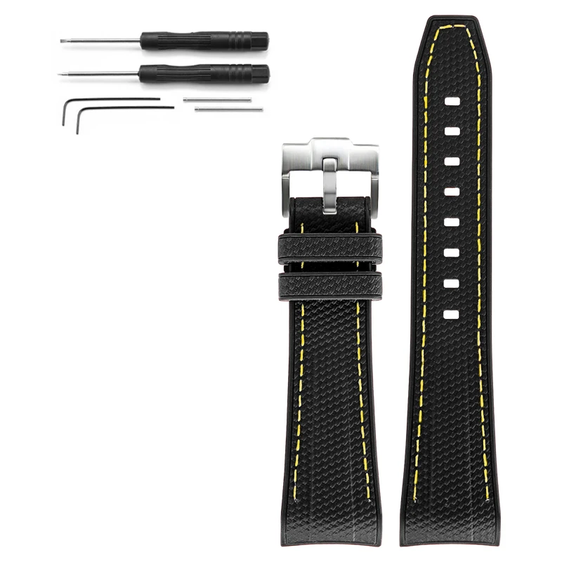 Curved End Silicone Waterproof Watch Band Strap, 22mm