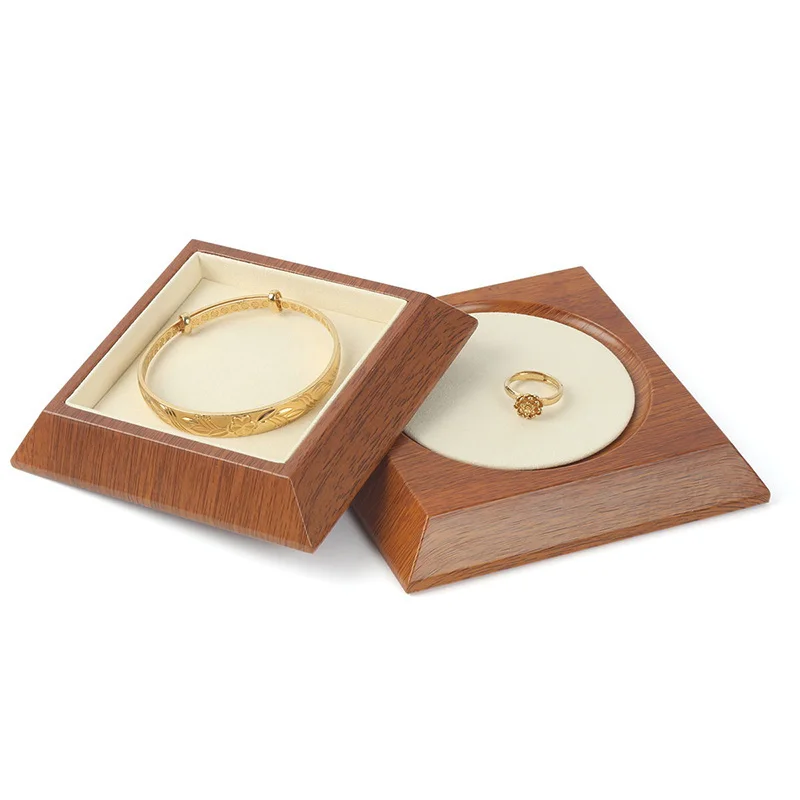 2022 Recommend Hu Wood Microfiber Jewelry Display Trays For Ring Bracelet Jewellery Holder Plates