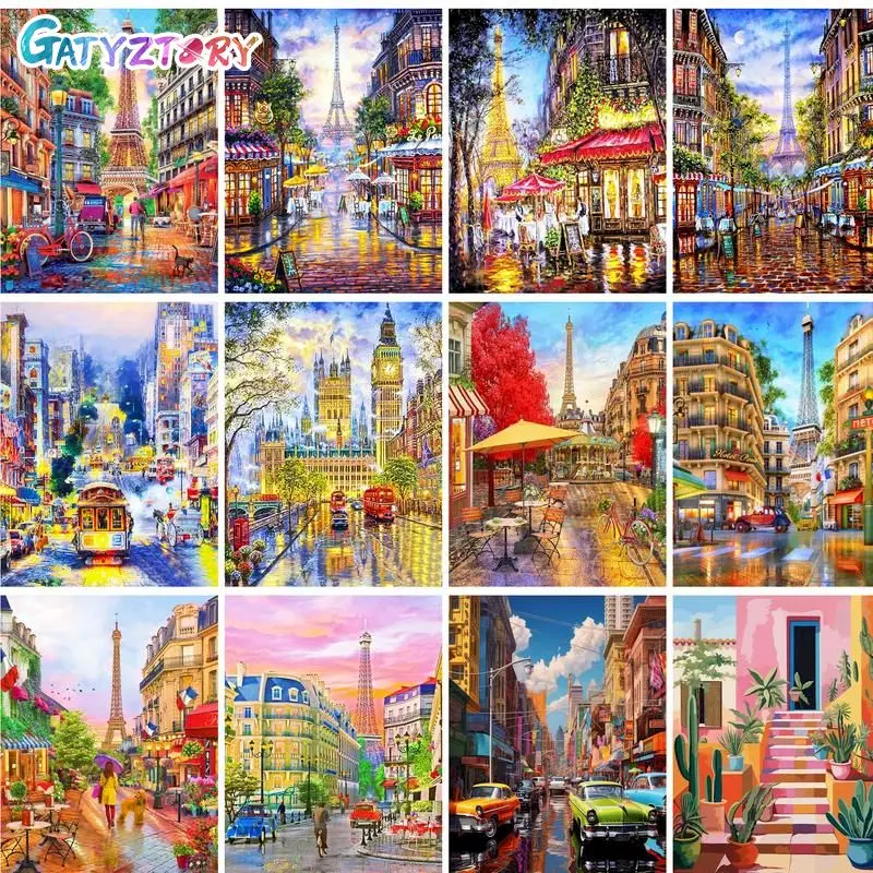 

GATYZTORY Painting By Numbers For Adults DIY Kits HandPainted City Scenery Drawing On Canvas Oil Picture Coloring By Numbers