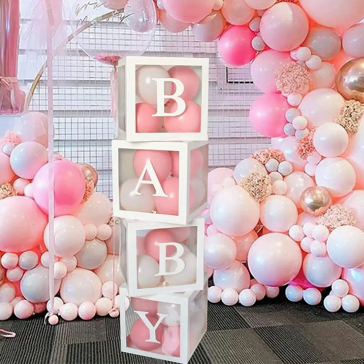 Scatola per Baby Shower scatola per palloncini trasparente scatola per  lettere personalizzata di compleanno per la festa di nozze di compleanno