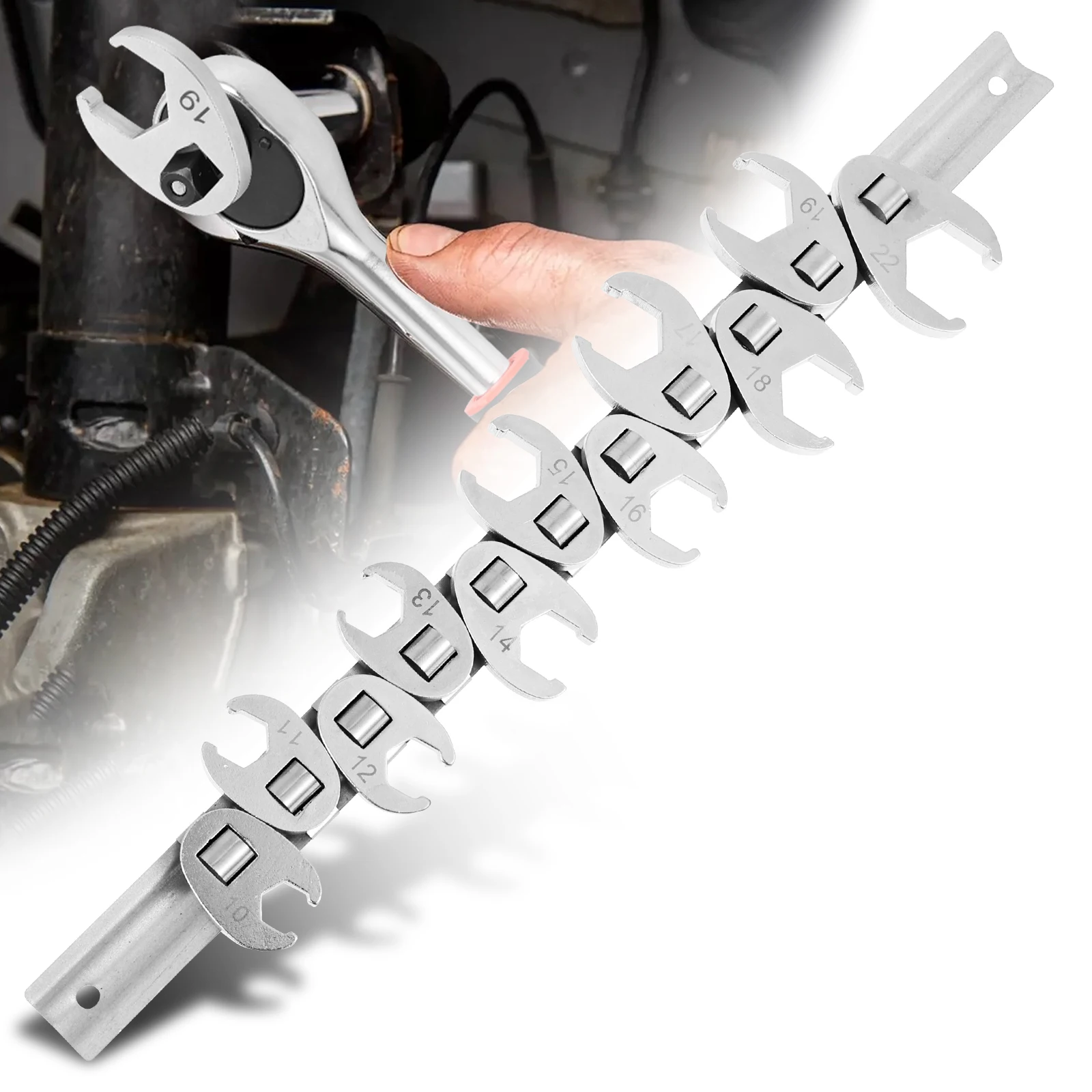 BONJUME 19 stuks Crowfoot Wrench Set, Metrische Flare Moer & Buis Moer