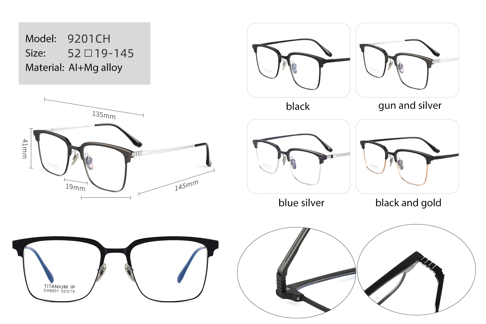 Handoer Women's Full Rim Square Titanium Eyeglasses on Model