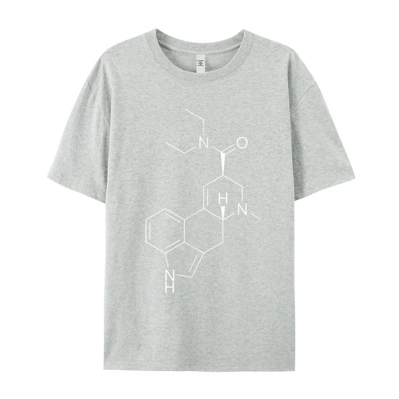 LSD Molecule T-Shirt__20406 Funny T-Shirt Grandpa 100% Cotton Father Day Tops & Tees Tee Shirts Short Sleeve Classic Crew Neck LSD Molecule T-Shirt__20406 gray