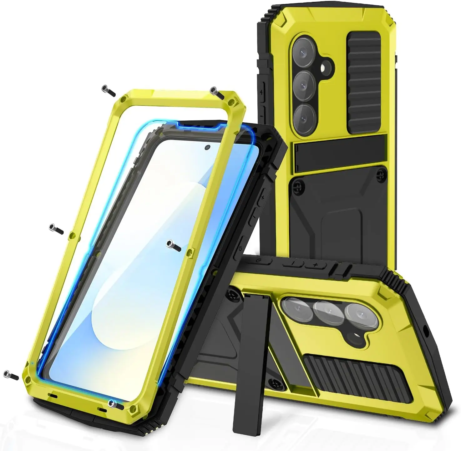 Metal Heavy Duty Shockproof Case with Metallic Bumper and Screen Protector