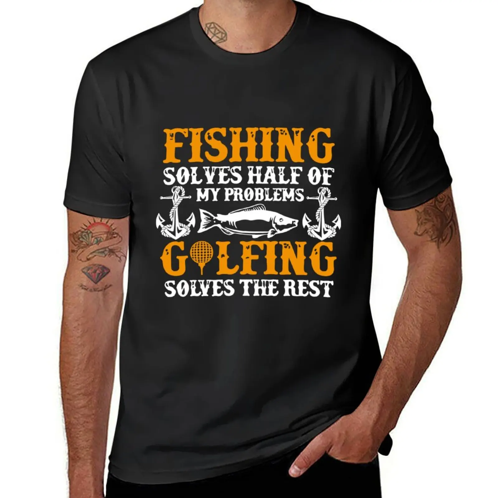 

Fishing Solves Half Of My Problems Golfing Solves The Rest T-Shirt tops anime clothes customizeds men t shirts