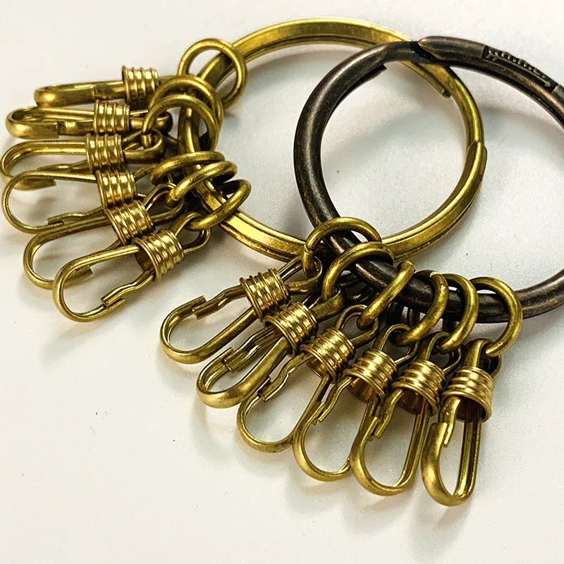 Simple Pure Copper Multi Ring Home Key Chain Men Brass Retro Car Keychain Key Ring Durable Suitable For Multiple Key