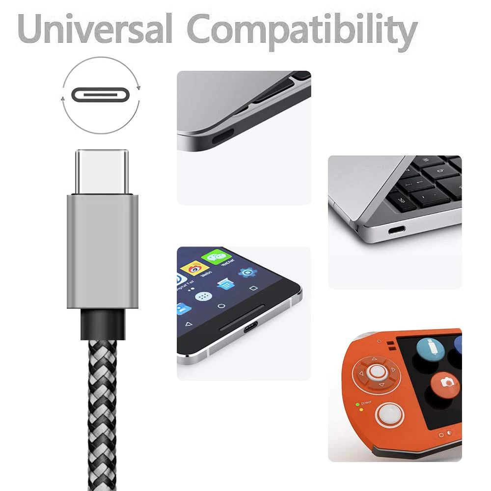 USB Type C Charger Cable Date Sync Fast Charging Nylon Braided Wire Charger Cable For Samsung Huawei Android Type C Mobile Phone