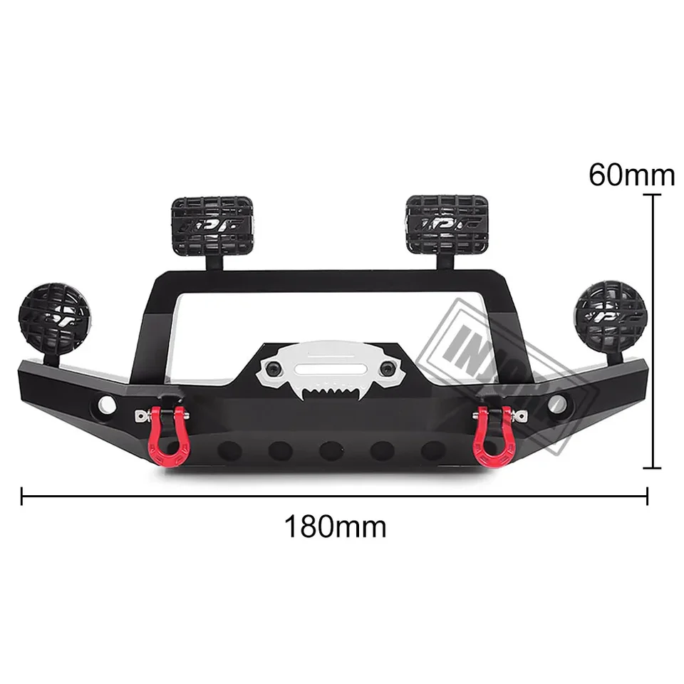 INJORA Paraurti Anteriore In Metallo Per Traxxas TRX4 – RC Crawler 1:10 – Nero 145g - 2