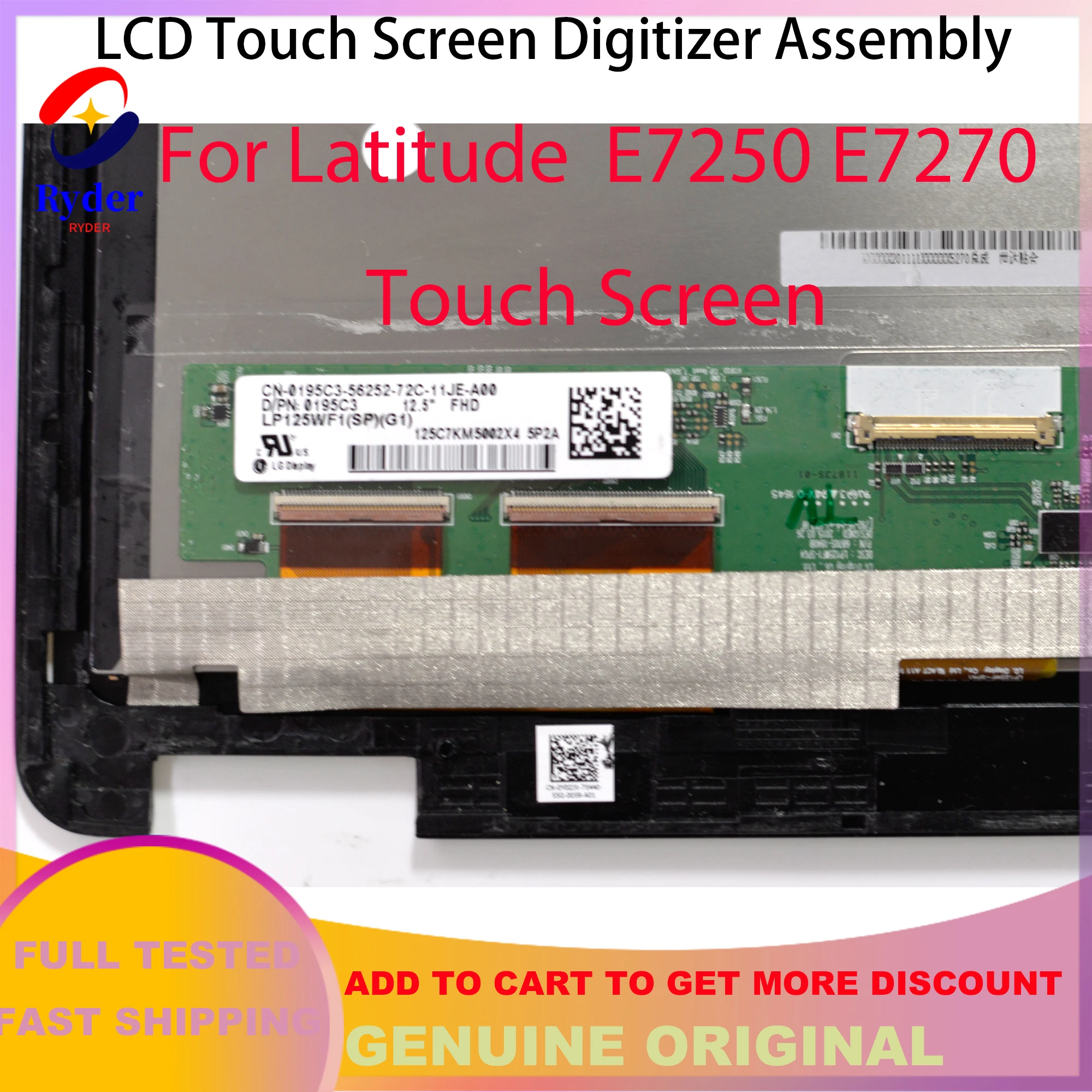 Lcd Touch Screen Digitador Substituição Conjunto Dell Latitude E7270 E7250 E7240 P22s P26s P26s001 1920x1080 Fhd Xdt86 125 em - Imagem 2