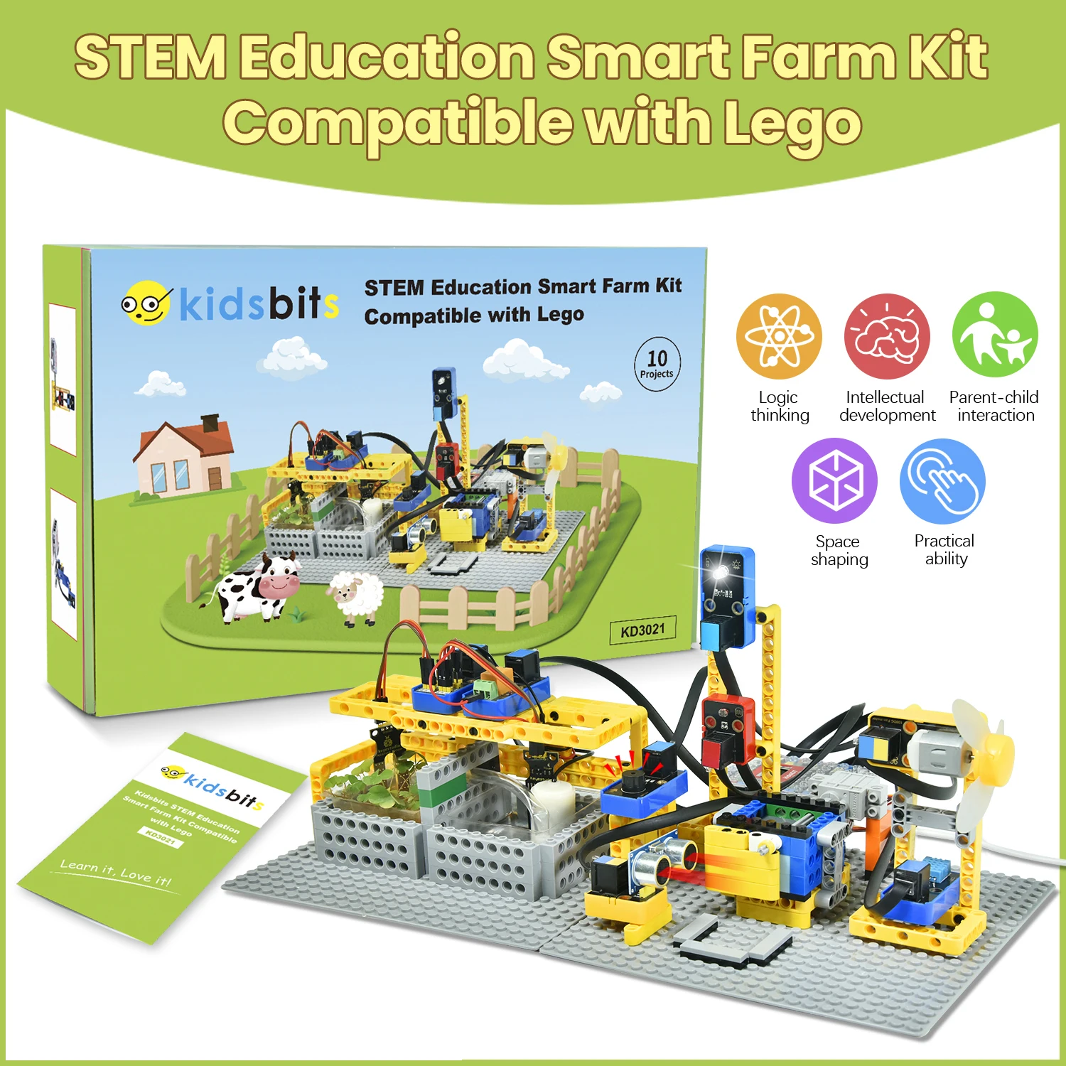 Kidsbits Smart Farm Kit For Arduino IOT Board Compatible With LEGO Support Graphical Programming Education Learning DIY Kit