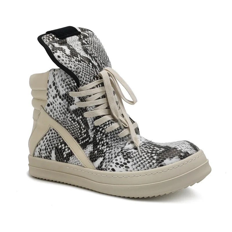 

Rick Snakeskin Men's Shoes RO Owens Inverted Triangle Women's Casual Shoes Warm Men's Women's Boots
