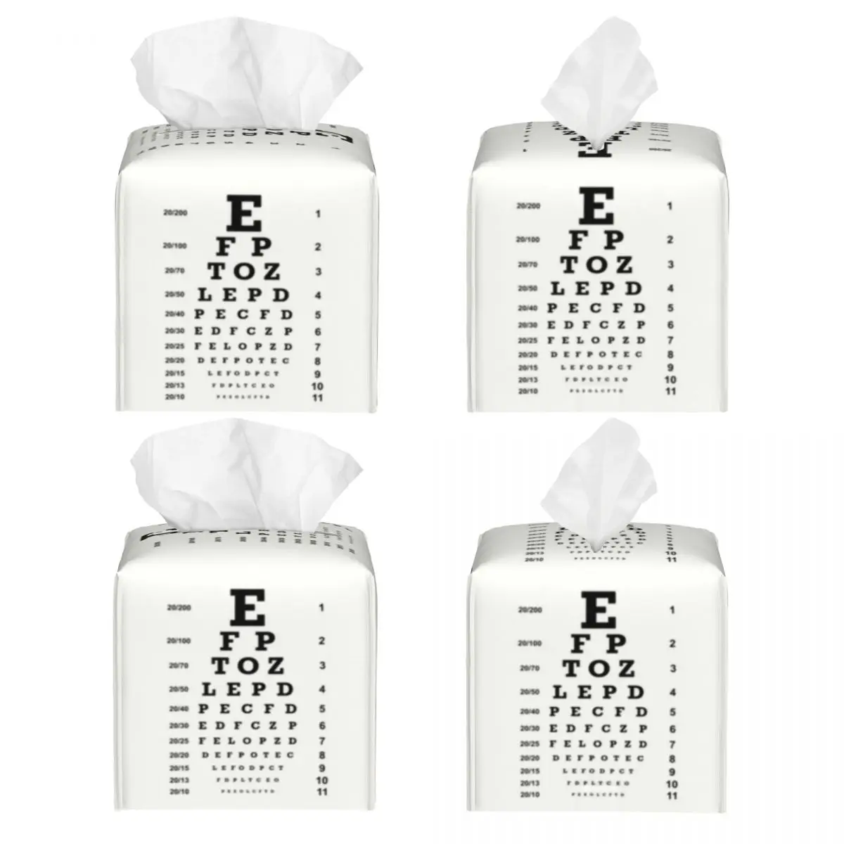 Custom Optician Glasses Gift Tissue Box Cover Square PU Leather Eye Chart Facial Tissues Holder for Car 2