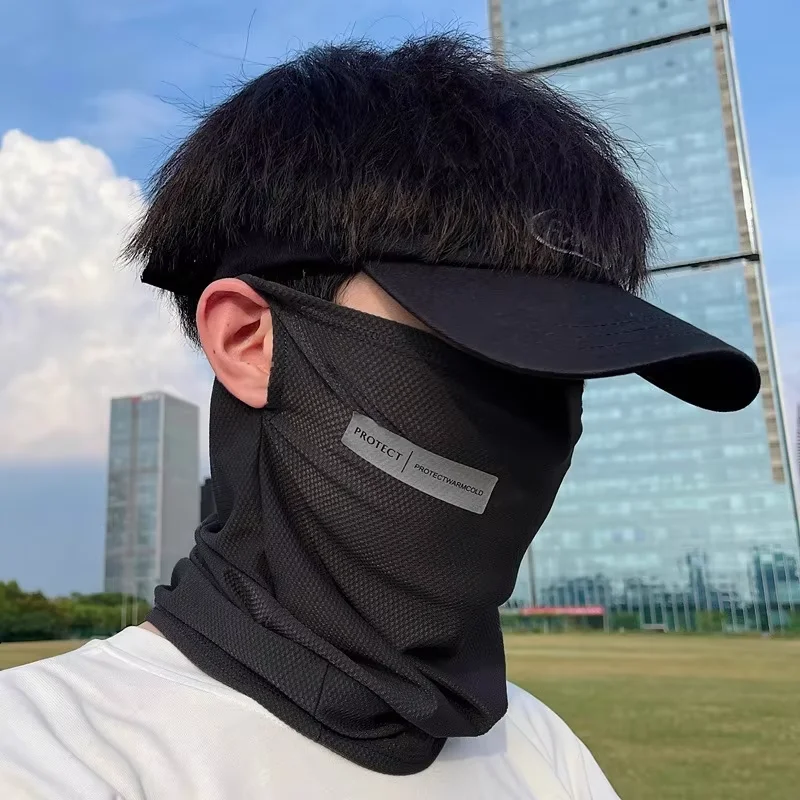 Summer Ice Silk Sunscreen Mask For Men Women Outdoor Cycling Face Cover Solid Color Neck Wrap UV Protection Ear Bandana Scarf face mask cycling bandana sunscreen mask neck wrap bandana headscarf cotton bandana cycling mask ice silk sunscreen mask bandana neck cover multifunctional bandana