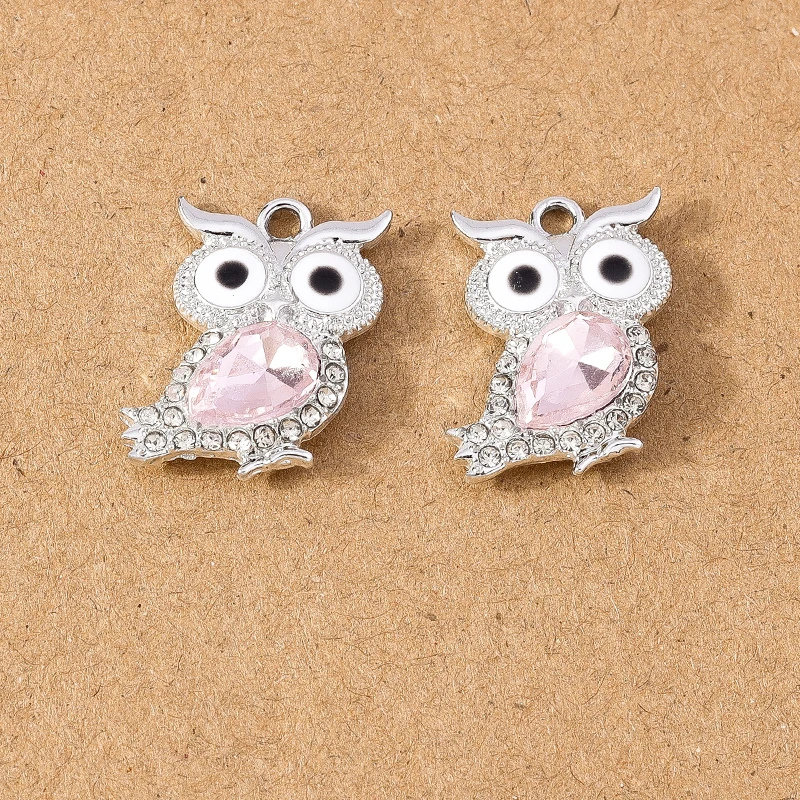 10 Stück niedliche Tier-Charms, Kristall-Eulen-Anhänger für Schmuckherstellung, DIY-Halskette, Ohrringe, Armband, Zubehör, Zubehör – Detail 9