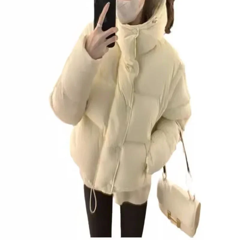Fashion Commuter Solid Color Long Sleeve Hooded Women's Short down Jacket 2023 Winter New Casual Loose Cotton Padded Jacket
