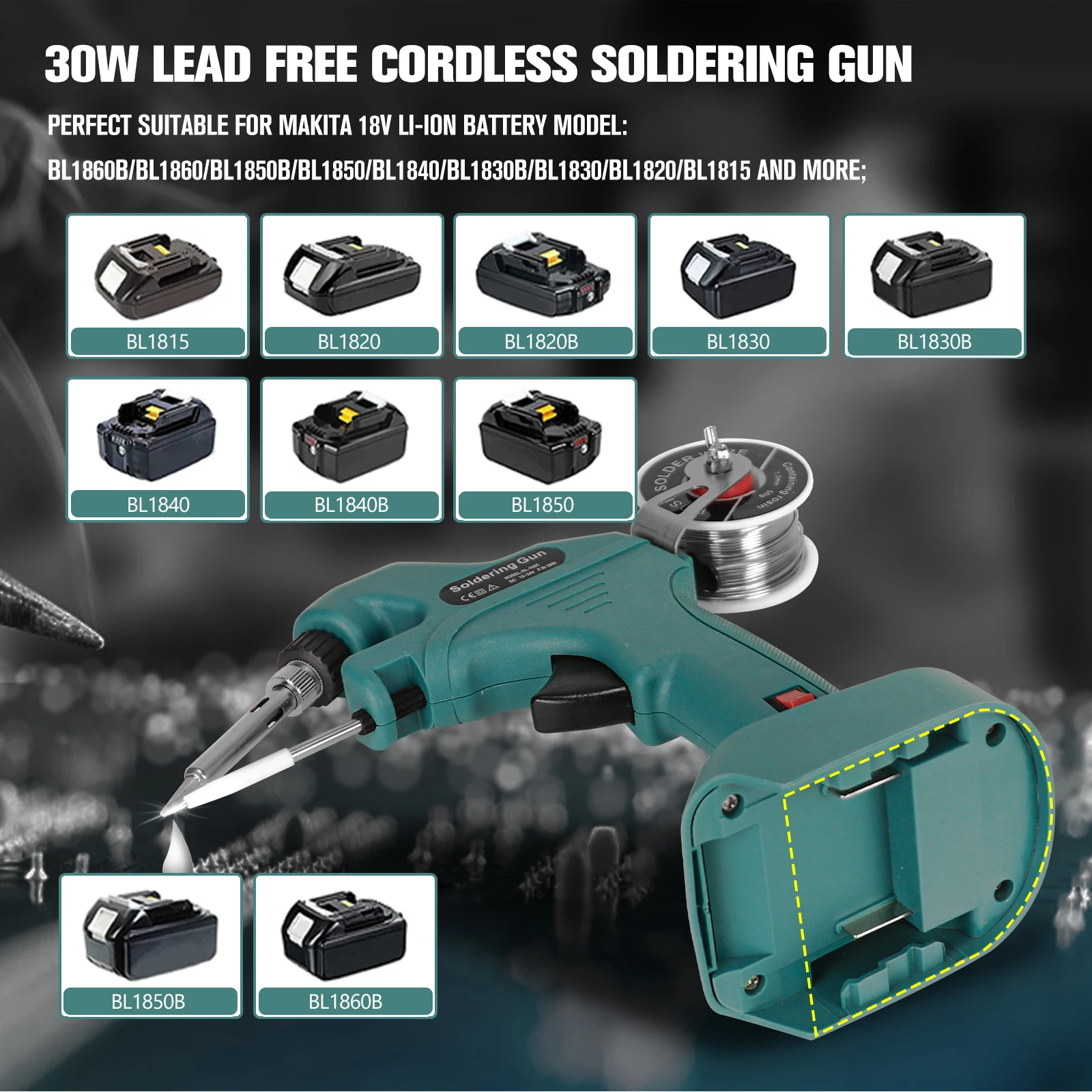 Stazione Elettrica Portatile Saldatore Senza Fili Per Batterie Makita 18V - 60W, USB-C, Temperatura Regolabile Pistola Saldatrice Laser Makita 7000w - Foto 5