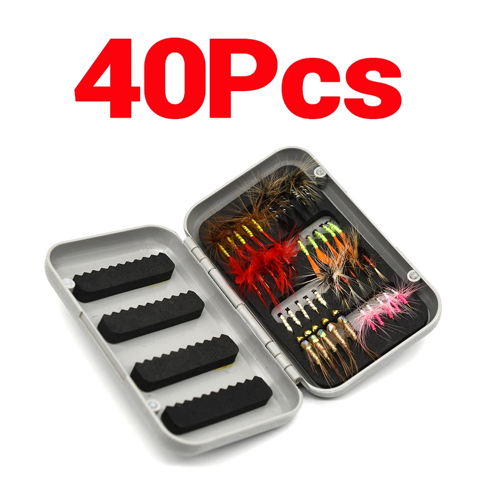 MNFT 40Pcs/56Pcs Fly Fishing Flies Kit, Hand Tied Trout Bass Fly Assortment  with Fly Box, Dry Wet Nymph Flies Fly Fishing Gear - AliExpress