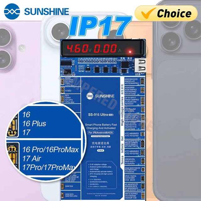 بوردة شحن بطاريات SUNSHINE SS-916 – تدعم أيفون (حتى 16/17 Pro Max) وأندرويد 1