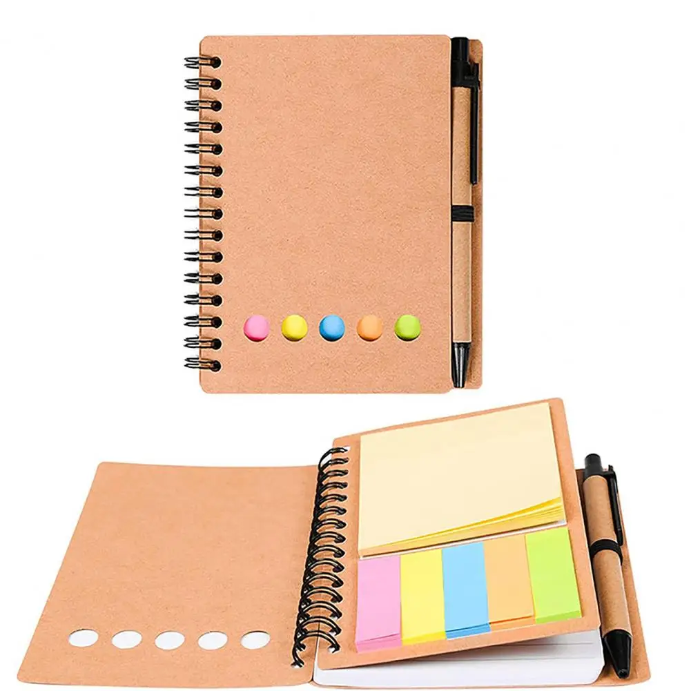 

1 Set Spiral Notebook Convenient Coil Book with Pen And Sticky Note Durable Planner Notebook for Office Work School Supplies