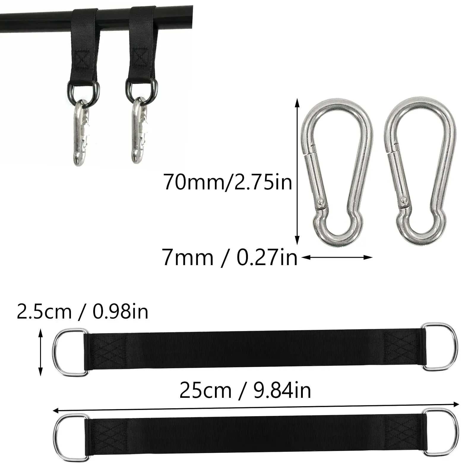 Tree Swing Straps 200kg Heavy Duty Hook Ring Hanging Belt Connecting Belt for Hammock Punching Bag Swing Horizontal Bar tree swing straps