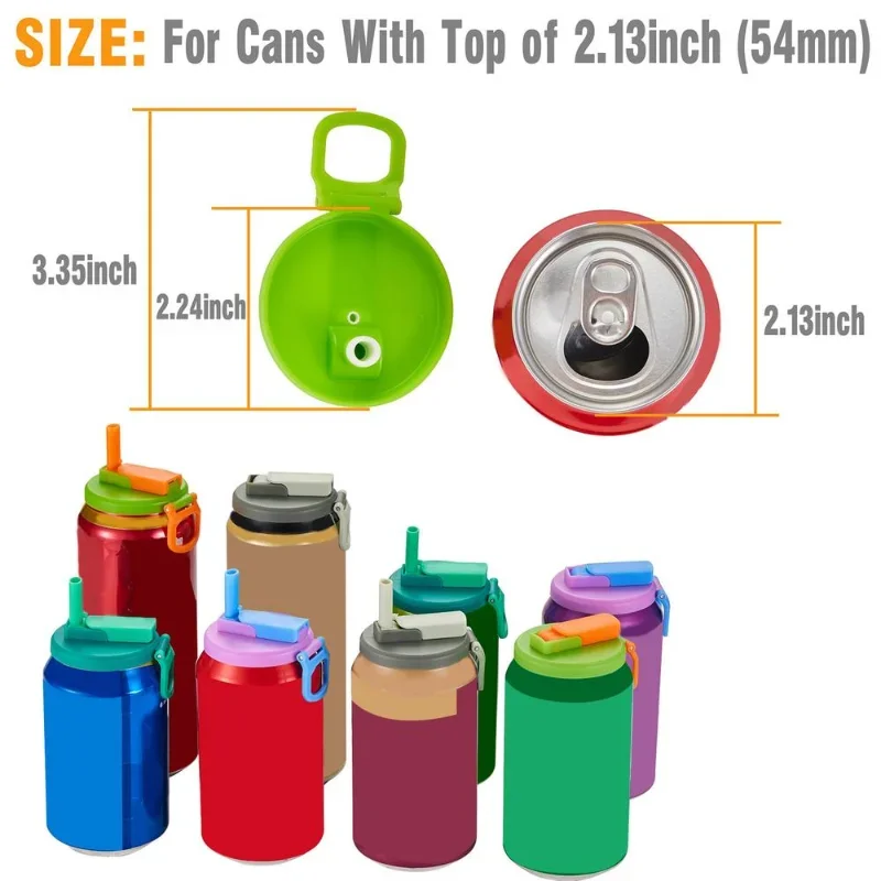 Silicone Lid Cover 1pcs With 2 Straws Reusable Soda Can Lid Portable Canned Beverages Juice Beer Straw Cap