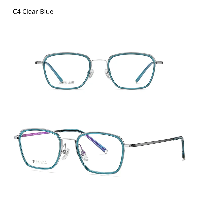 Ralferty Unisex Full Rim Polygon Square Titanium Eyeglasses 92325 Image 5