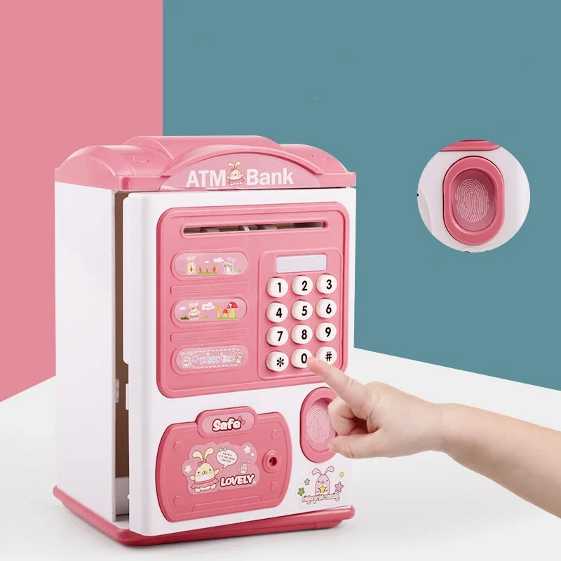 Intelligence Piggy Bank Cash Box Money Fingerprint ATM Machine For Children Digital Coins Cash Saving Safe Deposit Toy Kids Gift 2