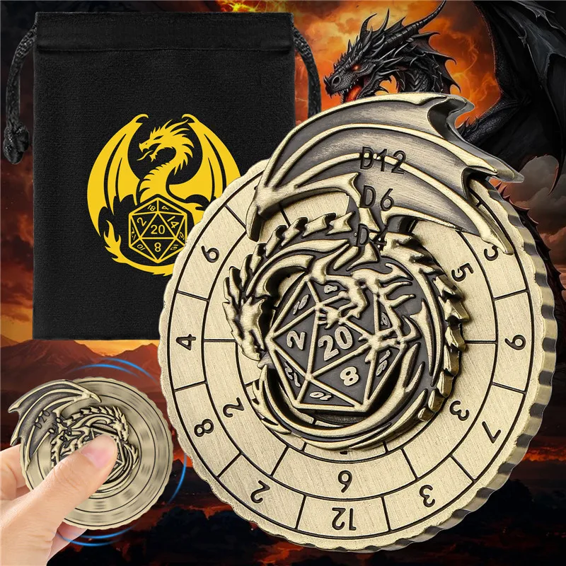 Vintage Single-Winged Dragon Dice Fingert Spinner 7-in-1 Metallspinnrad für Rollenspiele, Spielzubehör, Hochzeitsgeschenk – Detail 1