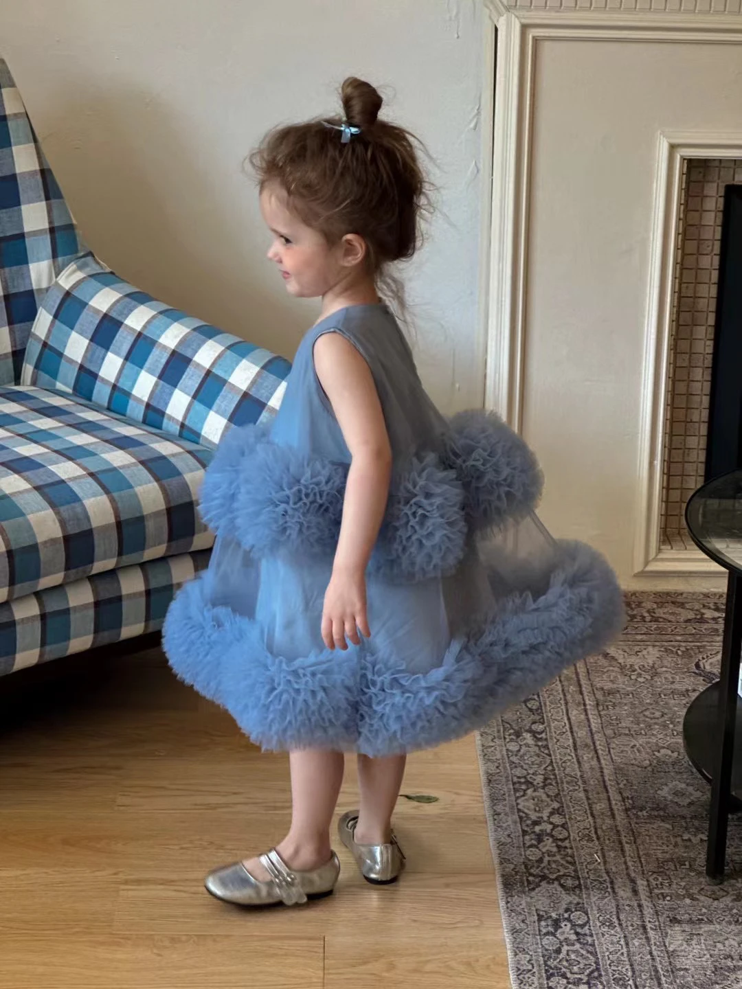 

Girls Dress 2024 Summer New Casual and Lightweight Solid Color Mesh Cake Sleeveless Dress Fashion Loose Girls Clothing for Party