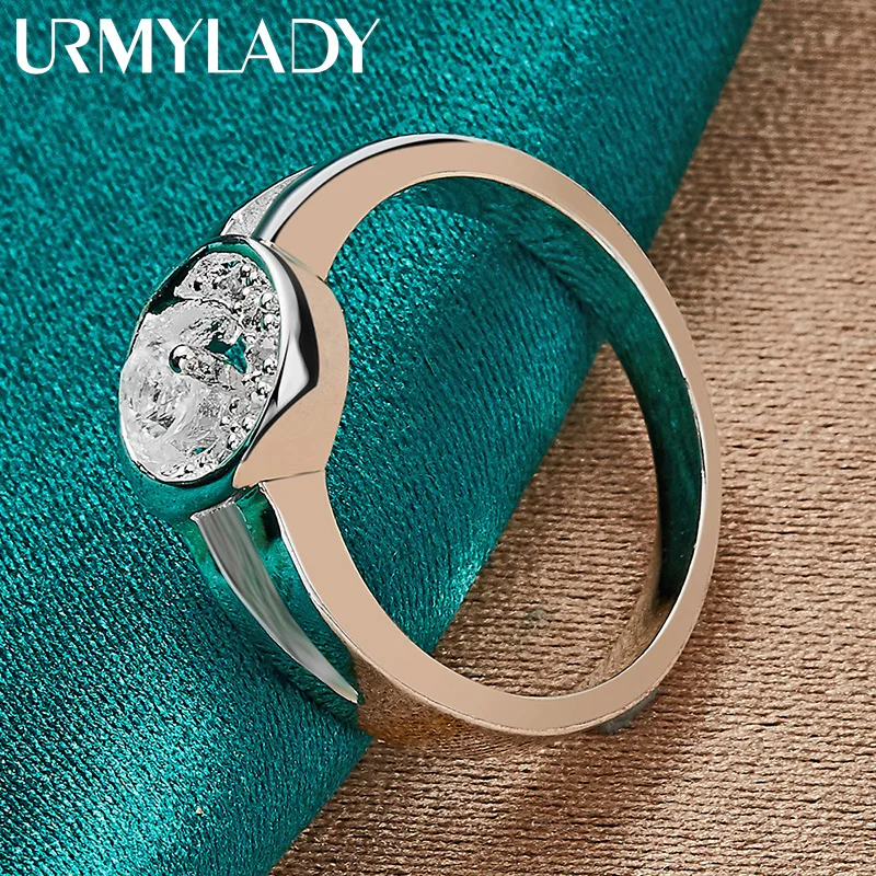 

URMYLADY 925 Sterling Silver Full Moon Zircon 7-10# Ring For Women Wedding Charm Engagement Fashion Jewelry