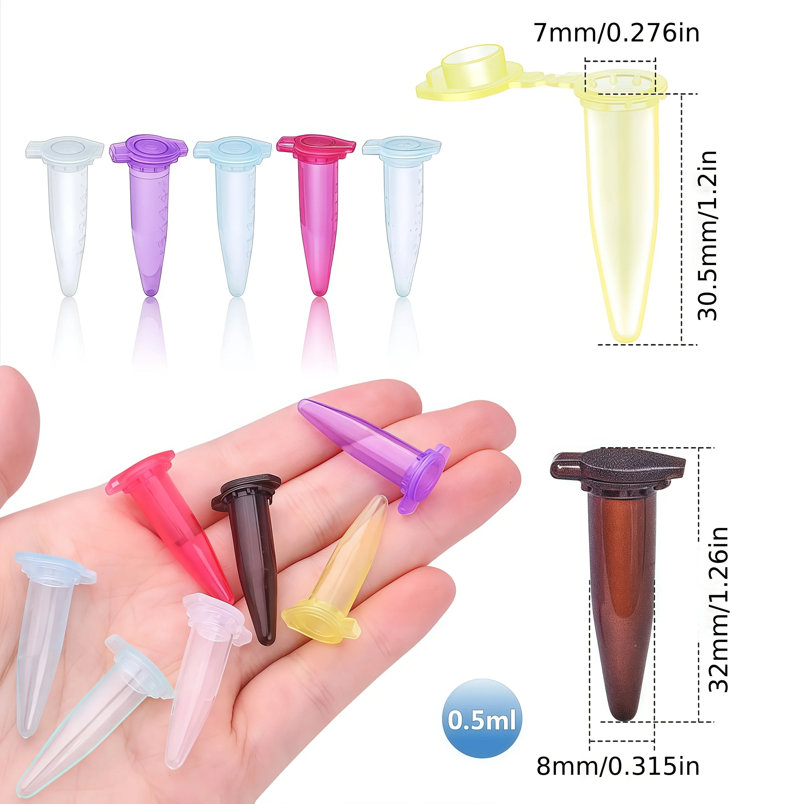 다양한 색상의 원심분리관 300개, 0.5ml, 실험실 사용, 종자 보존 등에 적합합니다.