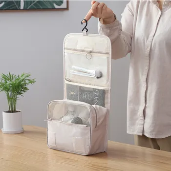 Borsa per il trucco da viaggio Organizzatore di articoli da toeletta impermeabile Borsa per il lavaggio con gancio per il bagno Neceser da donna di alta qualità 1