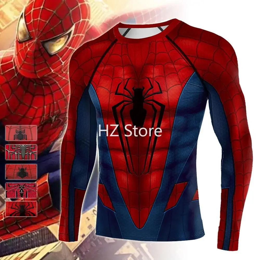 Marvel Spider-Man No Way Home Halloween Cos Suit Sport Fitness Suit T-Shirt Quick Dry Girocollo Manica Lunga Stretto Top Regalo
