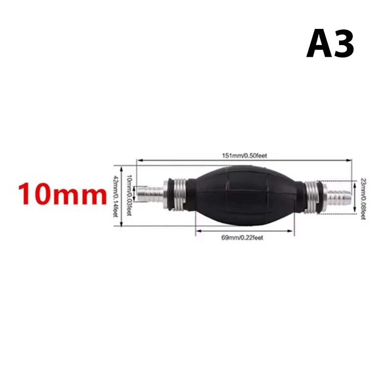 Universal Hand Fuel Pump Line - Rubber Aluminum Primer Bulb for Diesel and Oil Transfer
