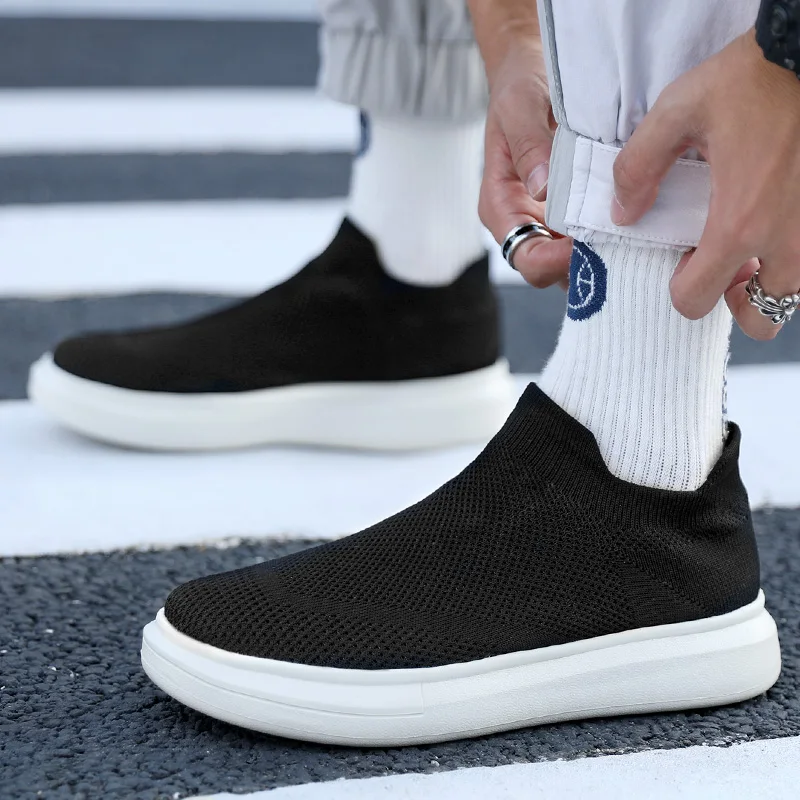 Original Men Shoes Breathable Black Man Casual Shoes Light Tennis Socks  Shoe Big Size 50 High Quality Men's Sneakers 2022 Summer