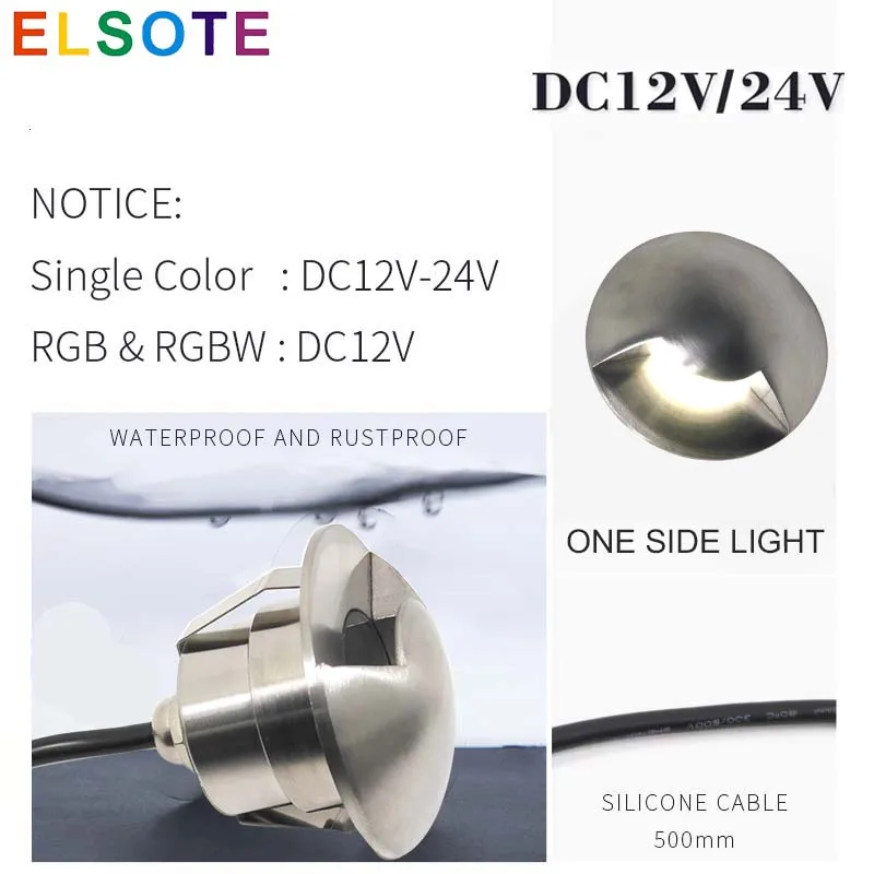 ELSOTE Waterproof IP68 RGBW Recessed 2W LED Highbrightness Embedded Spotlight Underground Lamp Park Stairs  Floor Decking Light