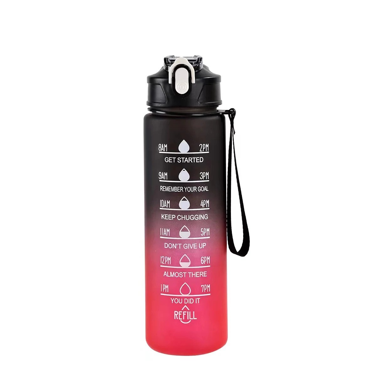 Time-Tracking Leak-Proof Sports Water Bottle with Locking Flip Cover