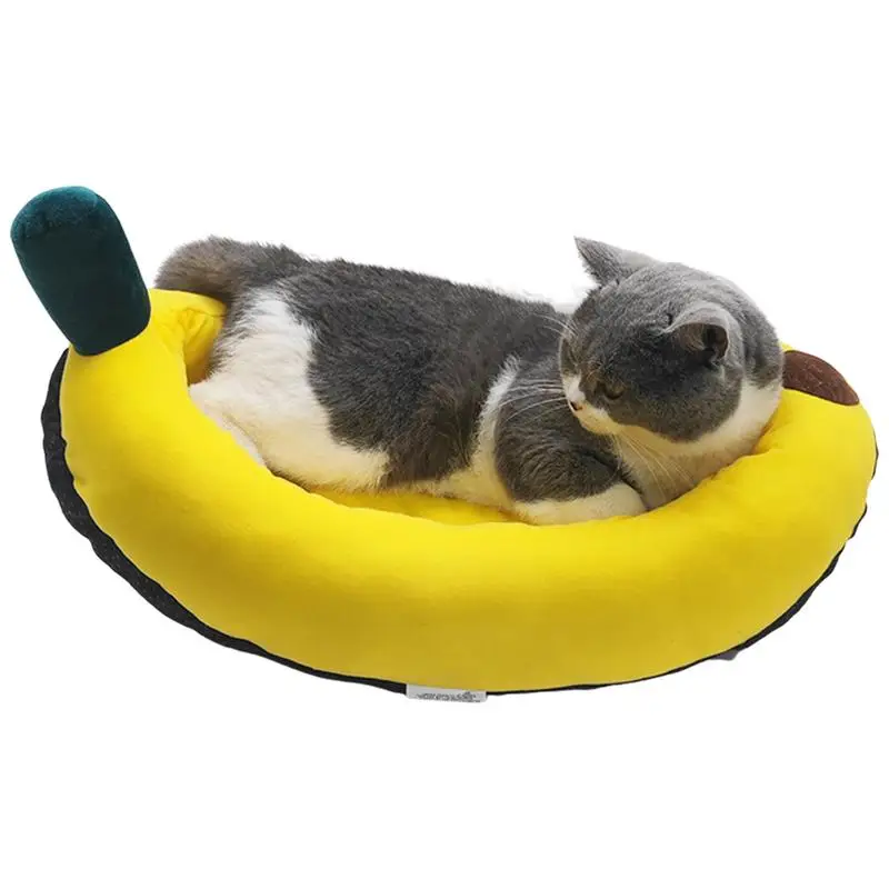 

Banana Dog Bed Soft Warm Dog Cushion Bed Cat Cuddle Bed Pearl Cotton Filling Washable Dog Mattress Lovely Yellow Pet Supplies